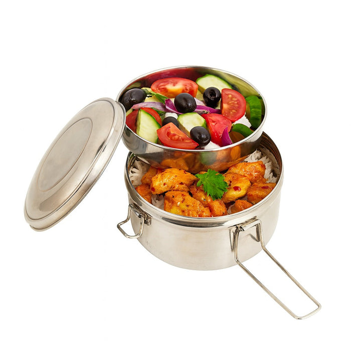 6pcs - 900ml Ø14cm H7,6cm - Noxbox boîte ronde inox avec couvercle