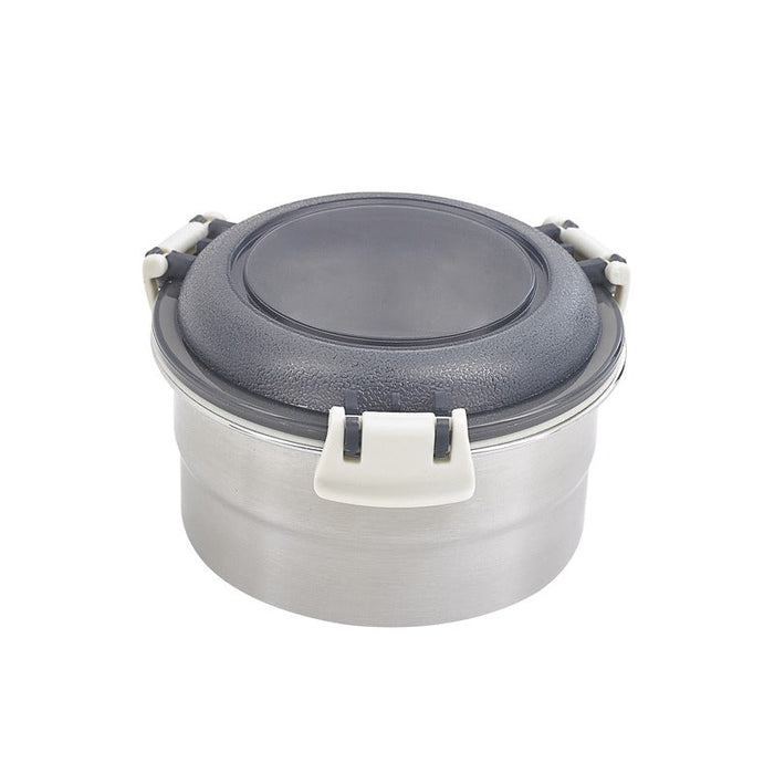12pcs - Noxbox boîte ronde inox avec couvercle PP noir - 600 ml - Ø 13,7 cm - H 7,3 cm