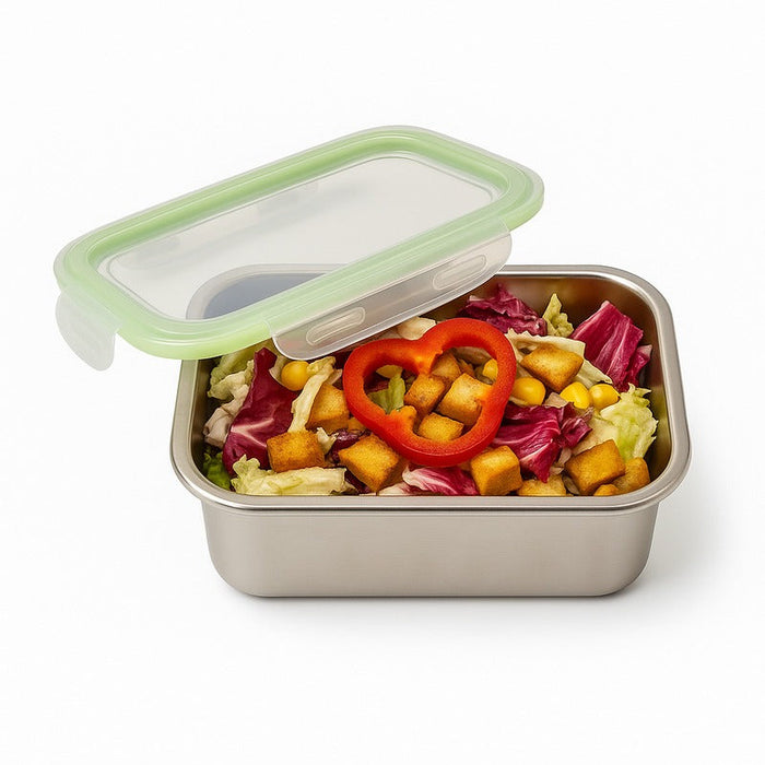 6pcs - Noxbox boîte repas rectangulaire inox avec couvercle PP - 1000 ml - 19,3 cm x 12,5 cm x 7 cm