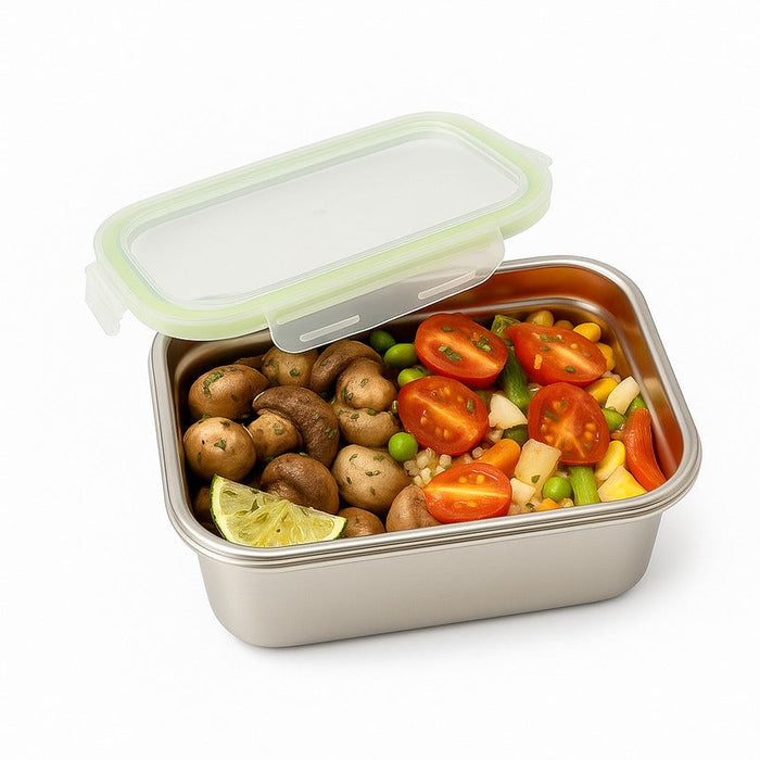 6pcs - Noxbox boîte repas rectangulaire inox avec couvercle PP - 1600 ml - 22,3 cm x 15 cm x 8 cm
