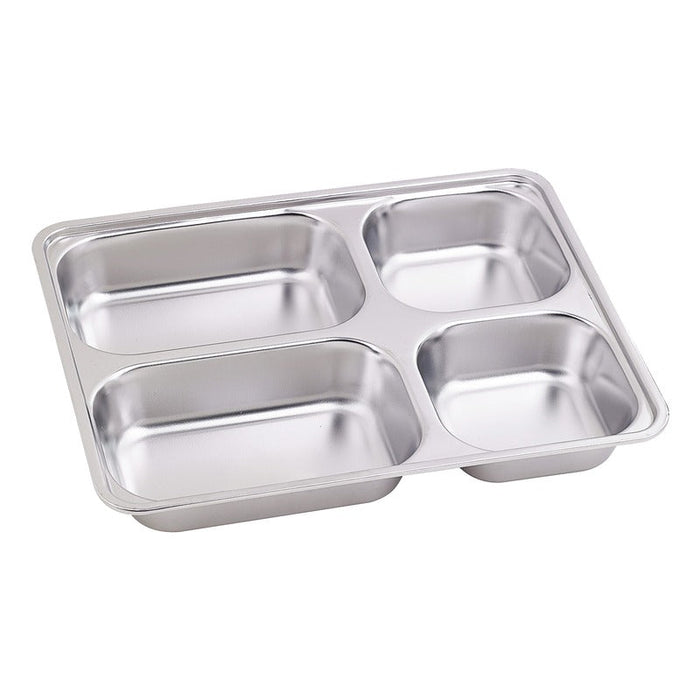 10pcs - Noxtray plateau repas inox 4 compartiments avec couvercle PP - 28,5 cm x 22,2 cm