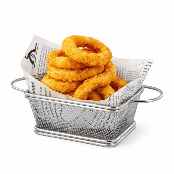 6pcs - Mini panier à friteuse métal avec double anse - 17 cm x 8,5 cm x 6 cm