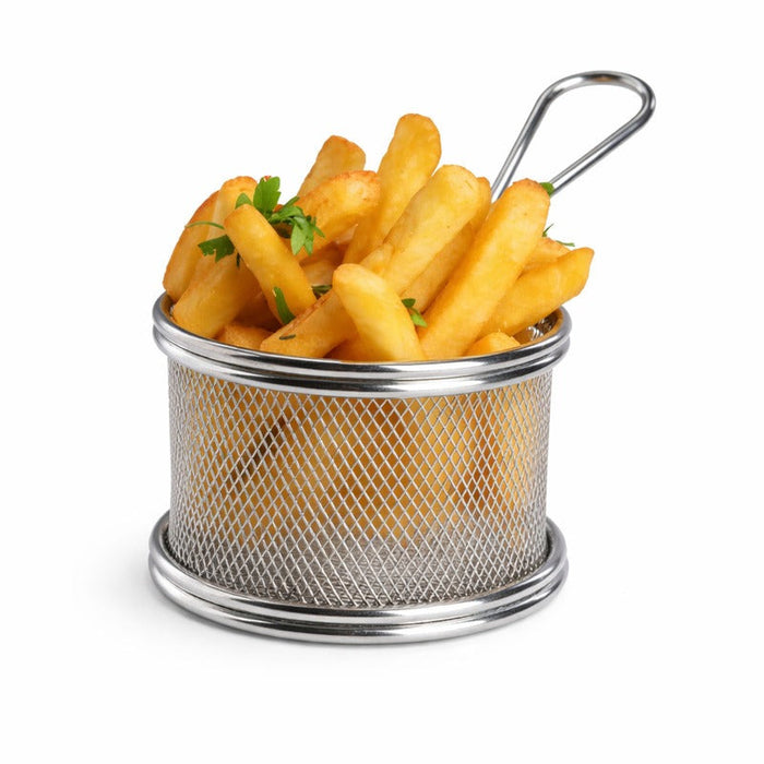 6pcs - Mini panier friteuse métal rond - Ø 10 cm - H 7 cm