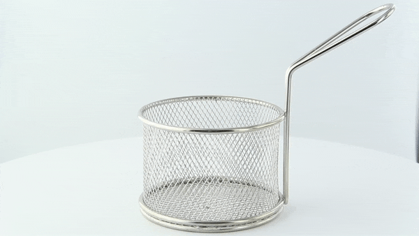 6pcs - Mini panier friteuse métal rond - Ø 10 cm - H 7 cm
