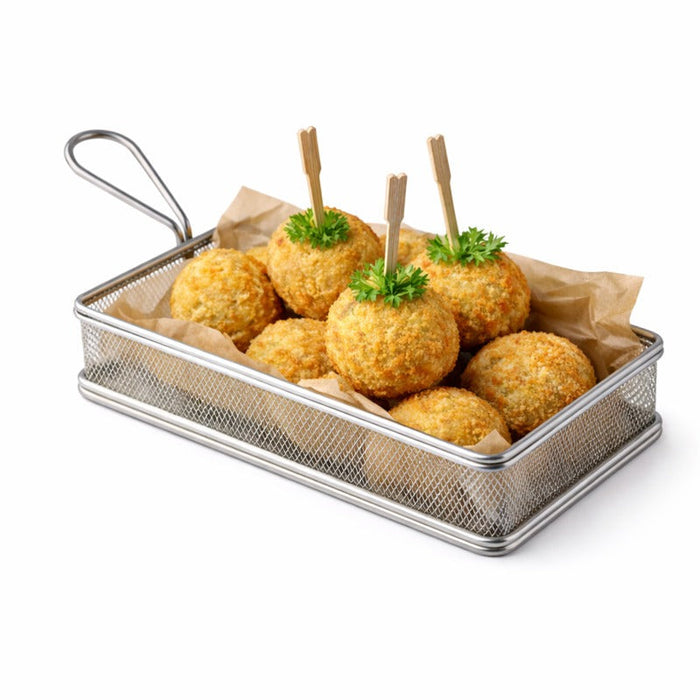 6pcs - Grand panier friteuse métal rectangulaire - 22 cm x 12 cm x 5 cm