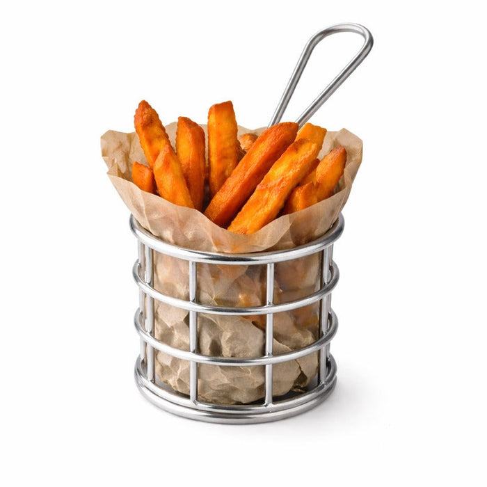 6pcs - Mini panier friteuse métal rond - Ø 4,5 cm - H 5,1 cm