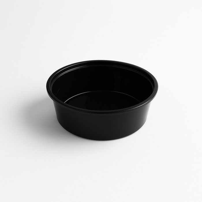 50pcs - Saladier rond "Buckaty" en PP injecté noir - 600 ml - Ø 14,5 cm - H 4,9 cm