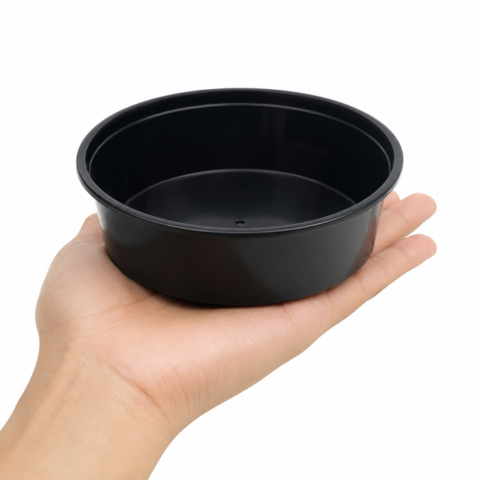 50pcs - Saladier rond "Buckaty" en PP injecté noir - 600 ml - Ø 14,5 cm - H 4,9 cm