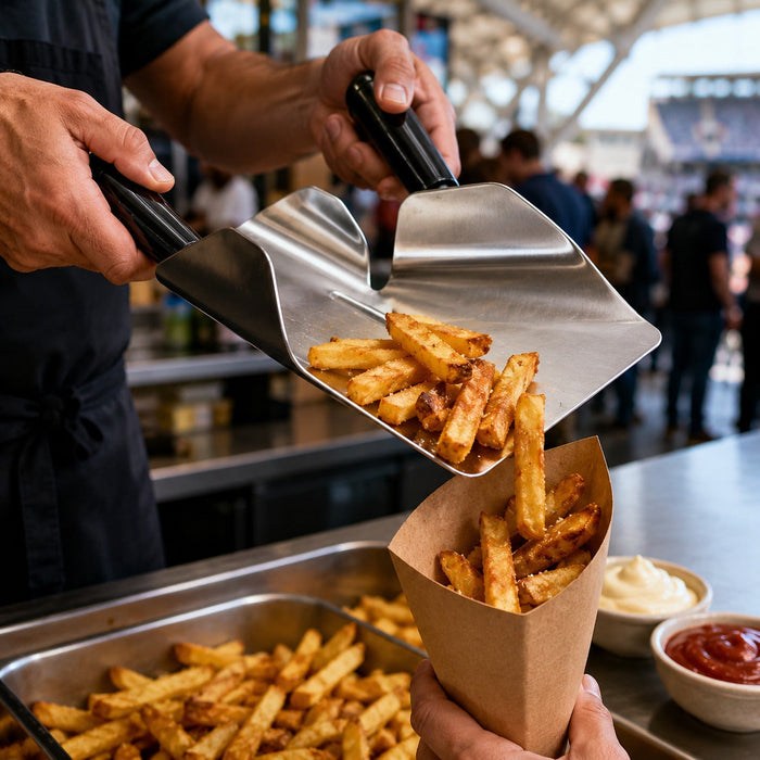 1pc - Pelle à frites 2 manches - 20,6 cm x 22,7 cm x 5,5 cm