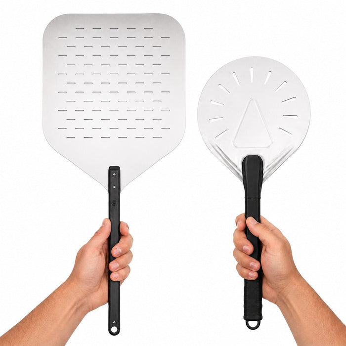 1pc - 2 Pelles pizza perforées en aluminium pelle à enfourner et pelle à retourner - 35,5 cm x 40,6 cm
