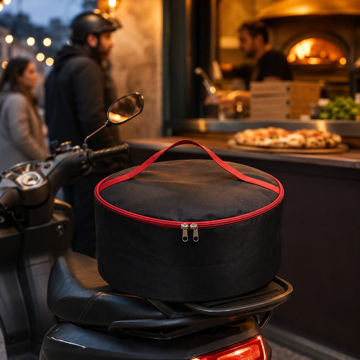 5pcs - Poche ronde noire pour pizza réutilisable et bento - Ø 37 cm - H 15 cm