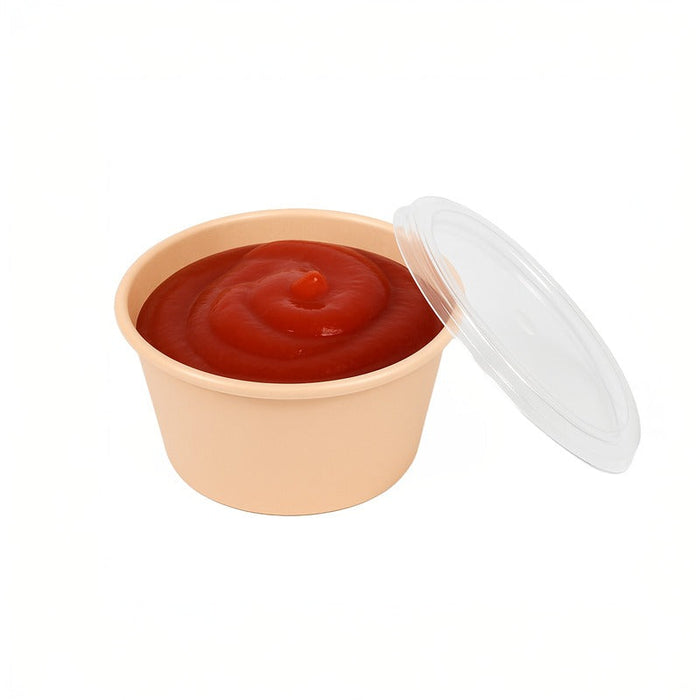 100pcs - Bol rond beige en plastique PP avec couvercle transparent "Reemp" - 60 ml - Ø 6,4 cm - H 3 cm