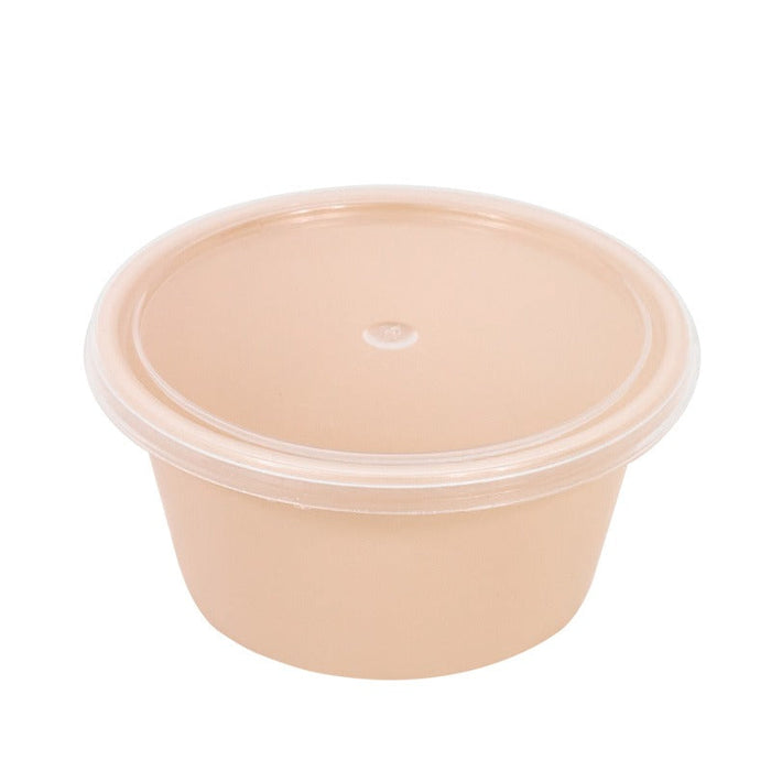 100pcs - Bol rond beige en plastique PP avec couvercle transparent "Reemp" - 60 ml - Ø 6,4 cm - H 3 cm