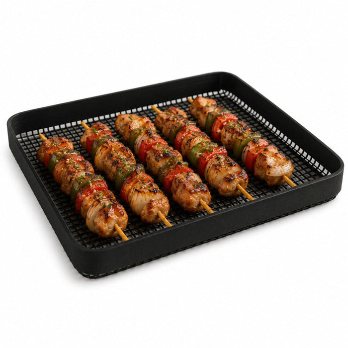 5pcs - 30,5x30,5x1,3cm - Tapis grillagé en silicone avec bordure pour BBQ