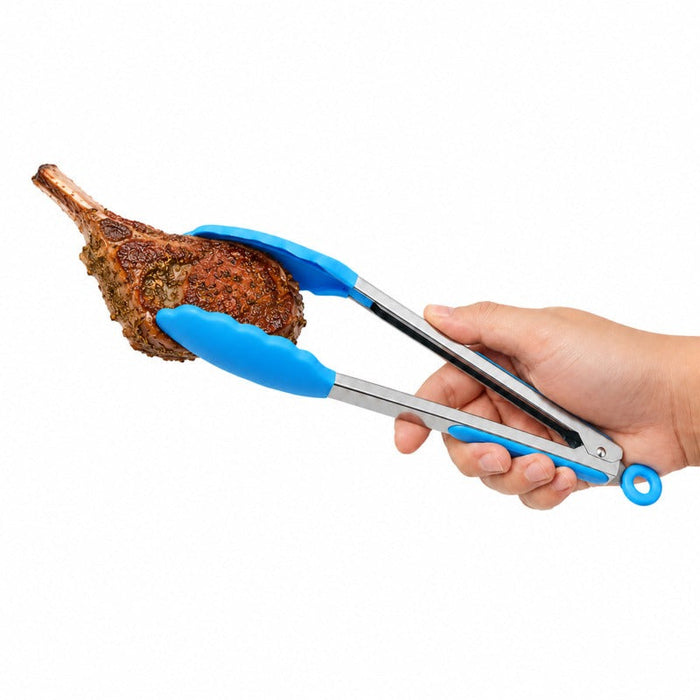 5pcs - Pince de cuisine en acier inoxydable avec embouts en silicone 340