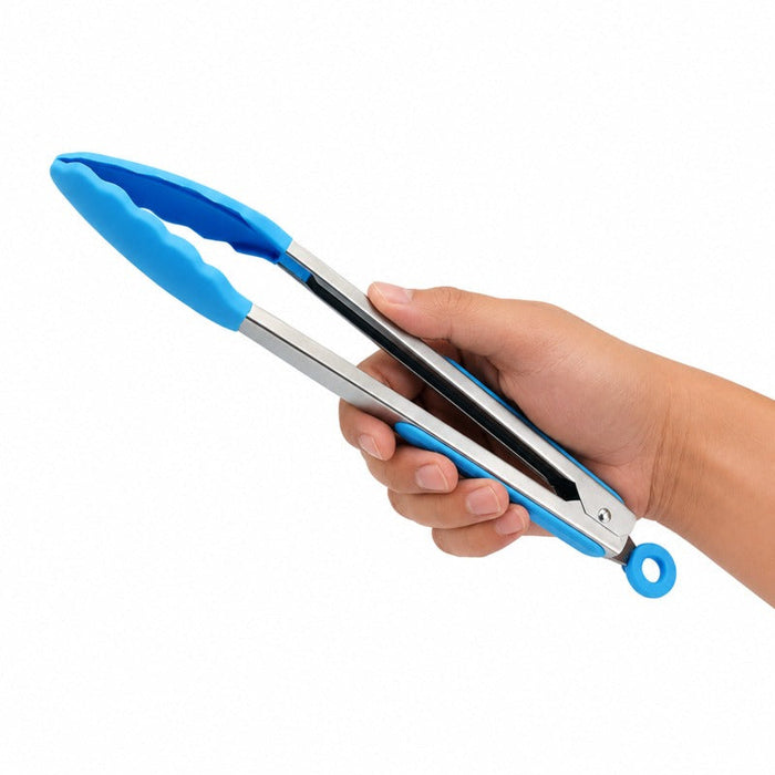 5pcs - Pince de cuisine en acier inoxydable avec embouts en silicone 340