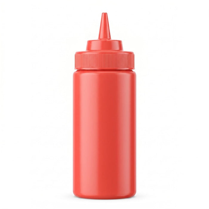 6pcs - Squeezer souple rouge 1 embout, plastique BPA free - 230 ml - H 18,5 cm