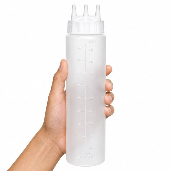 6pcs - 920ml H29,5cm - Squeezer souple transparent 3 embouts, plastique BPA free