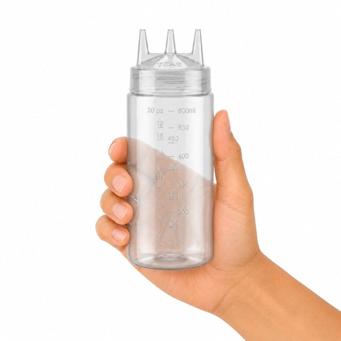 6pcs - Squeezer souple transparent 3 embouts, plastique BPA free - 230 ml - H 18,5 cm