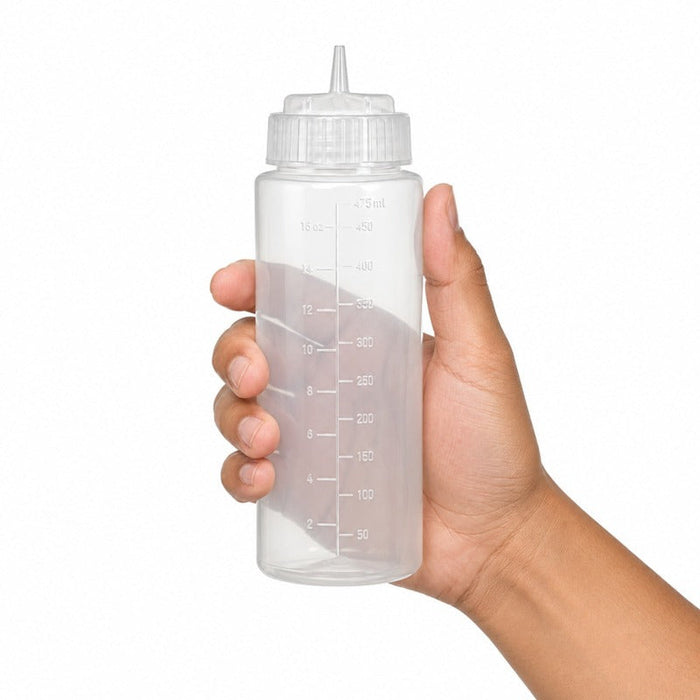 6pcs - Squeezer souple transparent 1 embout, plastique BPA free - 350 ml - H 19,5 cm