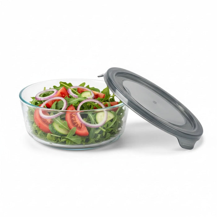 24pcs - Bol rond en verre borosilicate avec couvercle en plastique PP "CookShow" - 640 ml - Ø 15 cm - H 6,7 cm