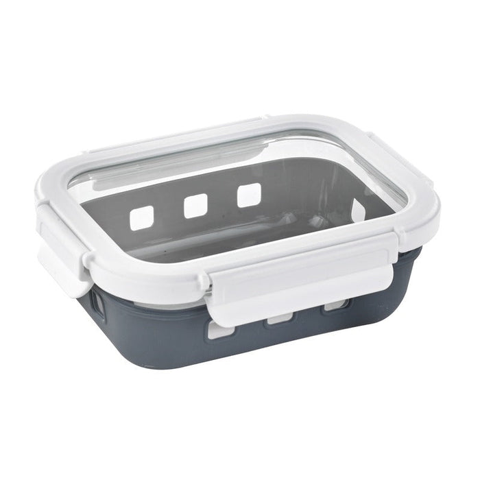 24pcs - Boîte rectangulaire en verre borosilicate avec couvercle et protection silicone - 660 ml - 17 cm x 12,5 cm x 5,3 cm