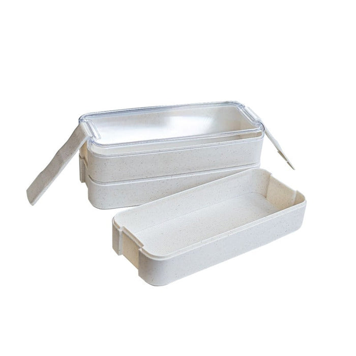 20pcs - Huskly boîte bento 3 compartiments réemployable composite beige - 900 ml - 18,5 cm x 8 cm x 10,3 cm