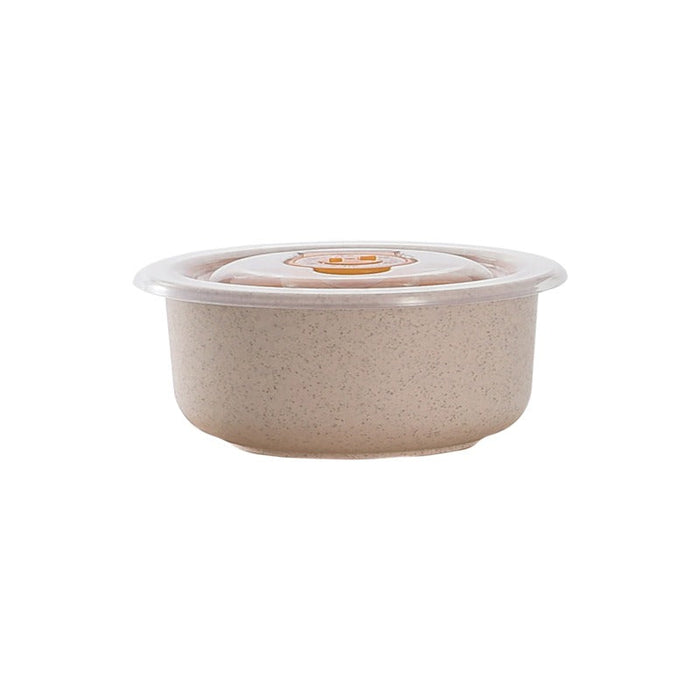 40pcs - Bol rond beige réemployable en composite avec couvercle en plastique PP "Huskly" - 300 ml - Ø 10 cm - H 5,8 cm