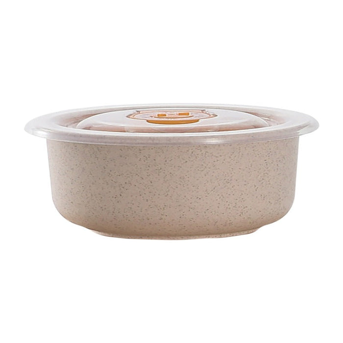 20pcs - 900ml Ø15cm H7,5cm - Bol rond beige réemployable en composite avec couvercle en plastique PP "Huskly"