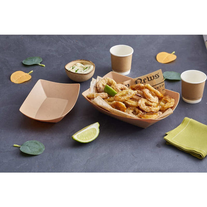 10pcs - 300ml 16x12x3cm - Barquette bateau en carton kraft réutilisable