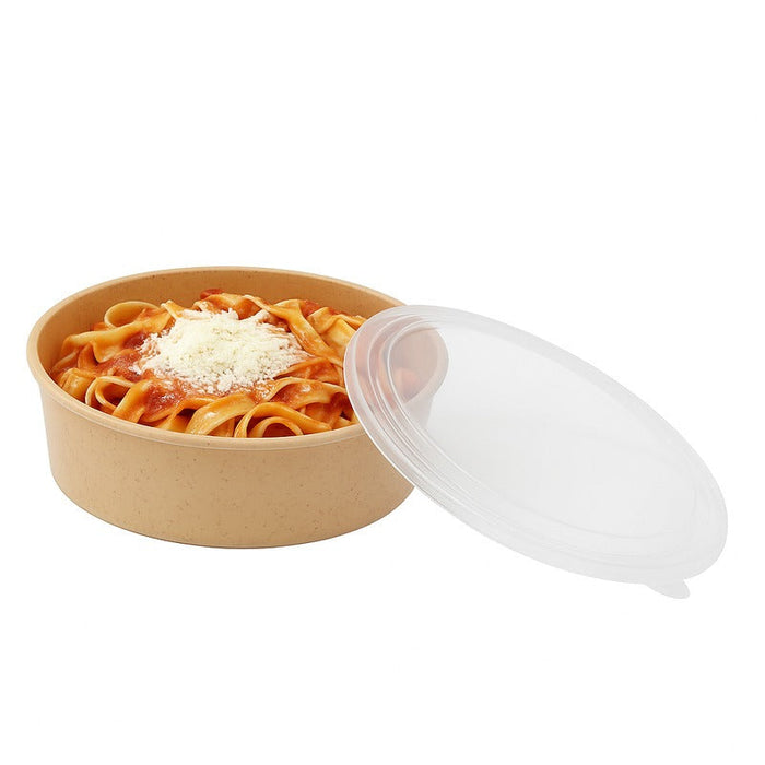 10pcs - Combo saladier kraft et couvercle transparent réemployable - Ø 18,5 cm - H 6,8 cm