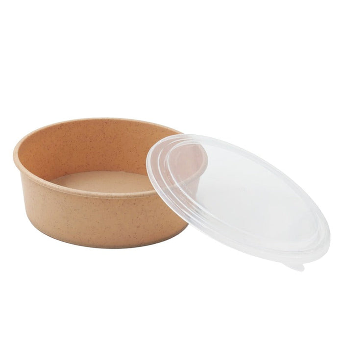 10pcs - Combo saladier kraft et couvercle transparent réemployable - Ø 18,5 cm - H 6,8 cm