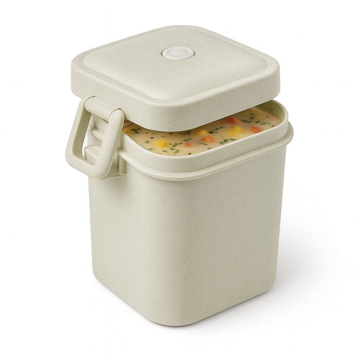 25pcs - Huskly pot à soupe avec couvercle réemployable composite beige - 600 ml - 10,5 cm x 9 cm x 12,5 cm