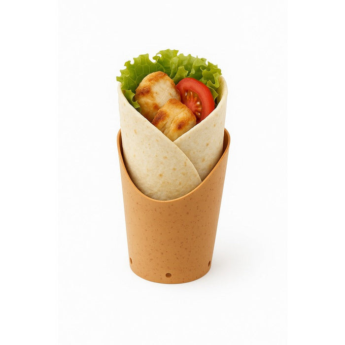 10pcs - Étui à wrap réemployable kraft 6 trous de ventilation - 220 ml - Ø 8 cm - H 11,8 cm