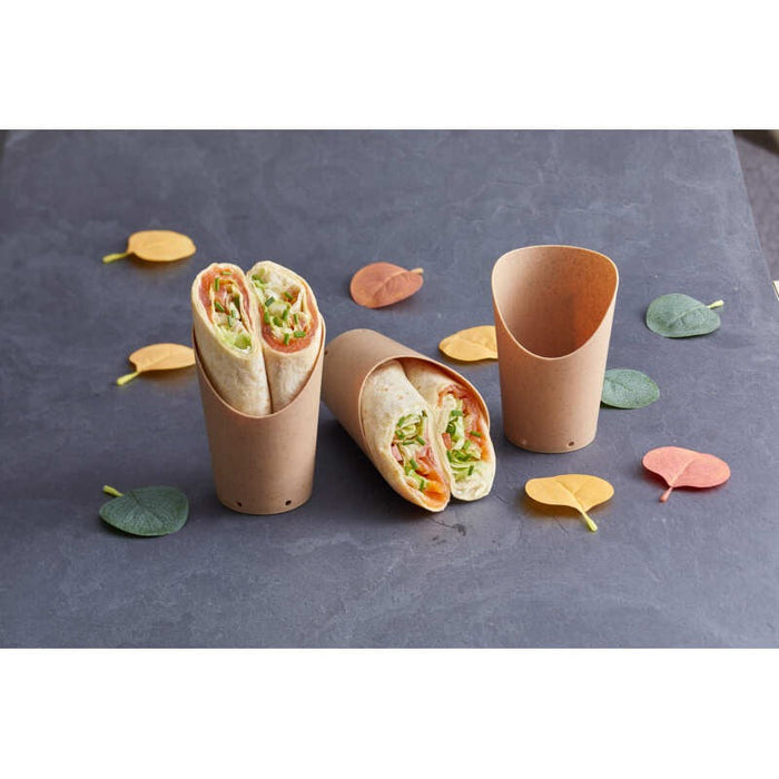 10pcs - Étui à wrap réemployable kraft 6 trous de ventilation - 220 ml - Ø 8 cm - H 11,8 cm