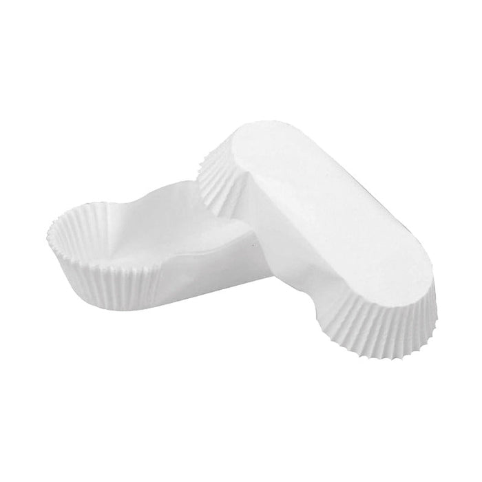 50pcs - Caissette de cuisson ovale blanche en papier siliconé - 15,5 cm x 7,5 cm x 5,7 cm