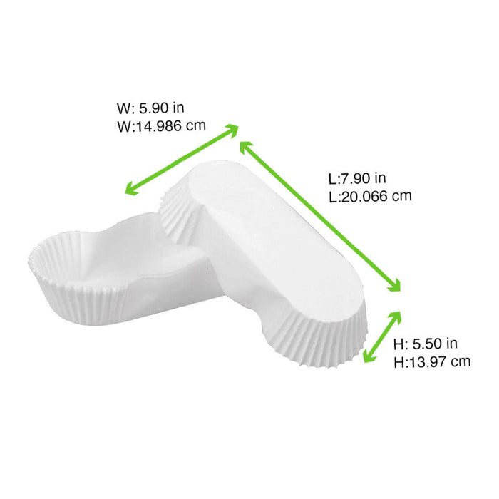50pcs - Caissette de cuisson ovale blanche en papier siliconé - 15,5 cm x 7,5 cm x 5,7 cm