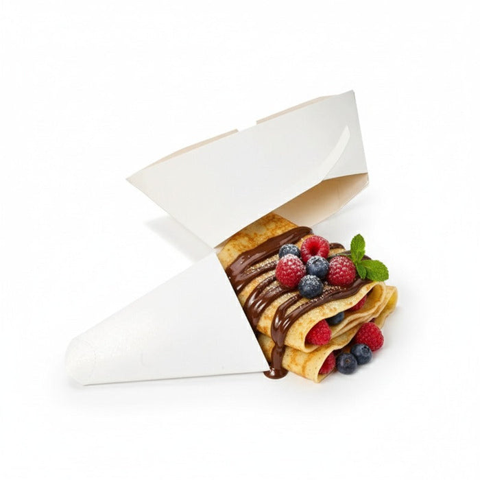50pcs - Boîte à crêpe triangulaire carton blanc - 21,5 cm x 18,5 cm