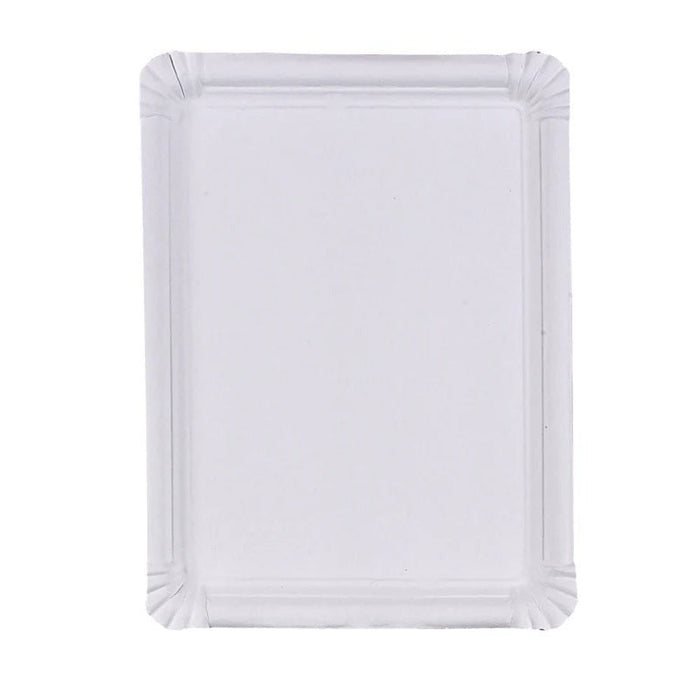 6pcs - Assiette rectangulaire blanche en carton - 27 cm x 20 cm