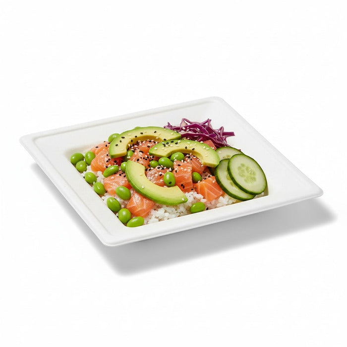24pcs - Assiette carrée blanche en pulpe - 16 cm x 16 cm