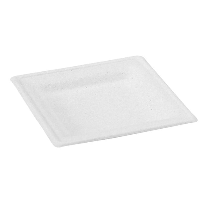 24pcs - Assiette carrée blanche en pulpe - 16 cm x 16 cm