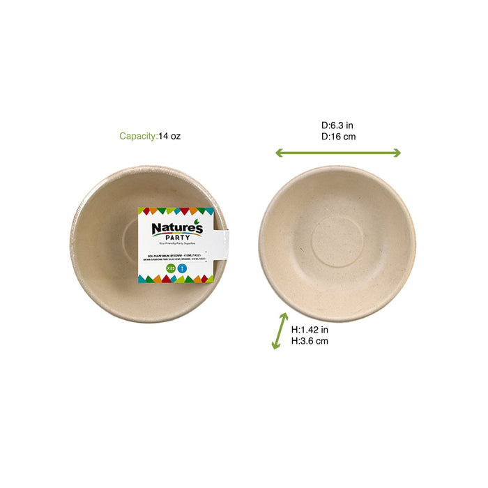 25pcs - Assiette ronde brune en pulpe - Ø 18 cm