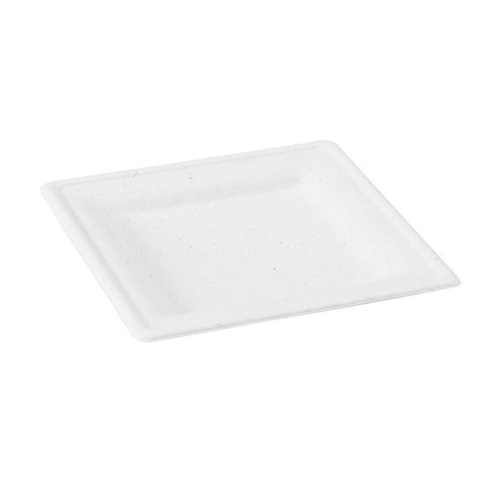 24pcs - Assiette carrée blanche en pulpe - 20 cm x 20 cm