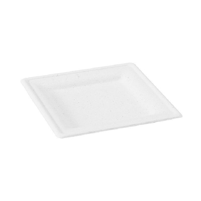 10pcs - Assiette carrée blanche en pulpe - 20 cm x 20 cm