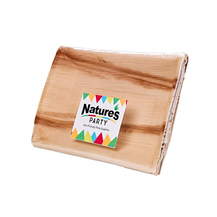 4pcs - Assiette rectangulaire en palmier - 24 cm x 16 cm x 2,5 cm