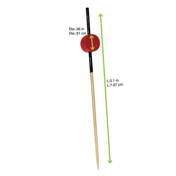 25pcs - 9cm - Pique bambou noir avec décor rouge "Atami"