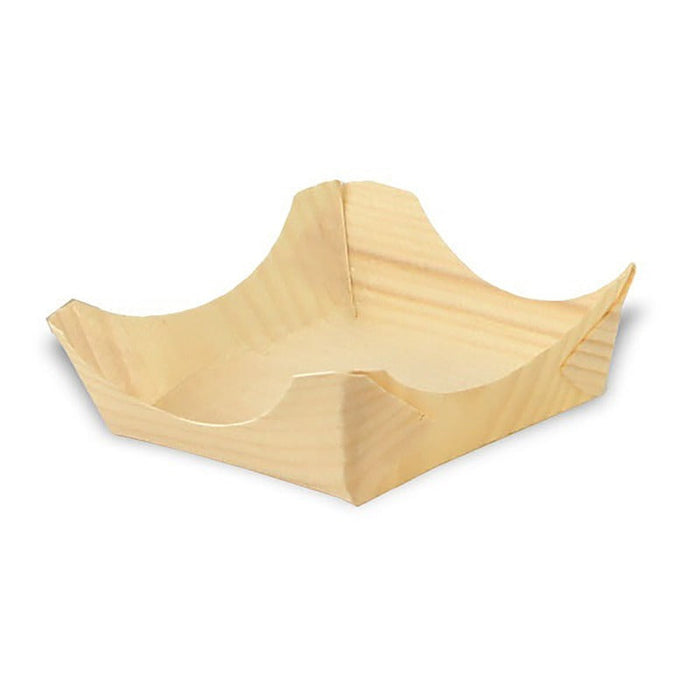 12pcs - Mini assiette carrée en bois "Pin Up" - 9,5 cm x 9,5 cm x 3,5 cm