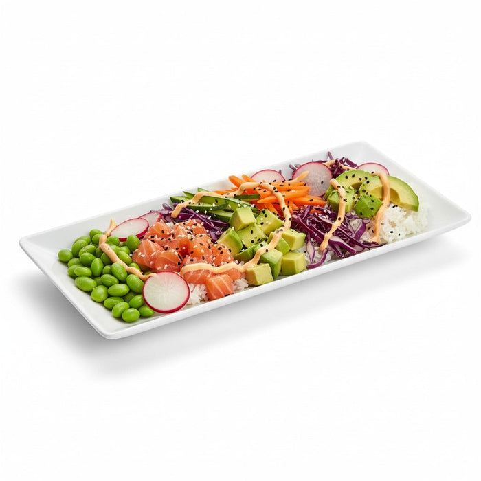 4pcs - Assiette rectangulaire blanche en pulpe "BioNChic" - 27 cm x 9 cm