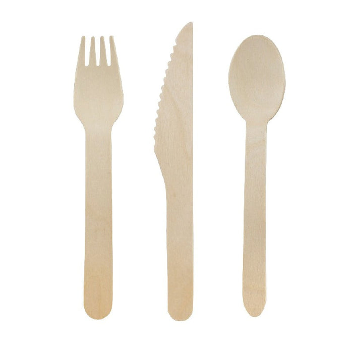 24pcs - Ménagère bois 3/1 - 16,5 cm
