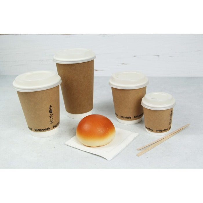 6pcs - Gobelet carton double paroi PLA - 340 ml - Ø 9 cm - H 11 cm